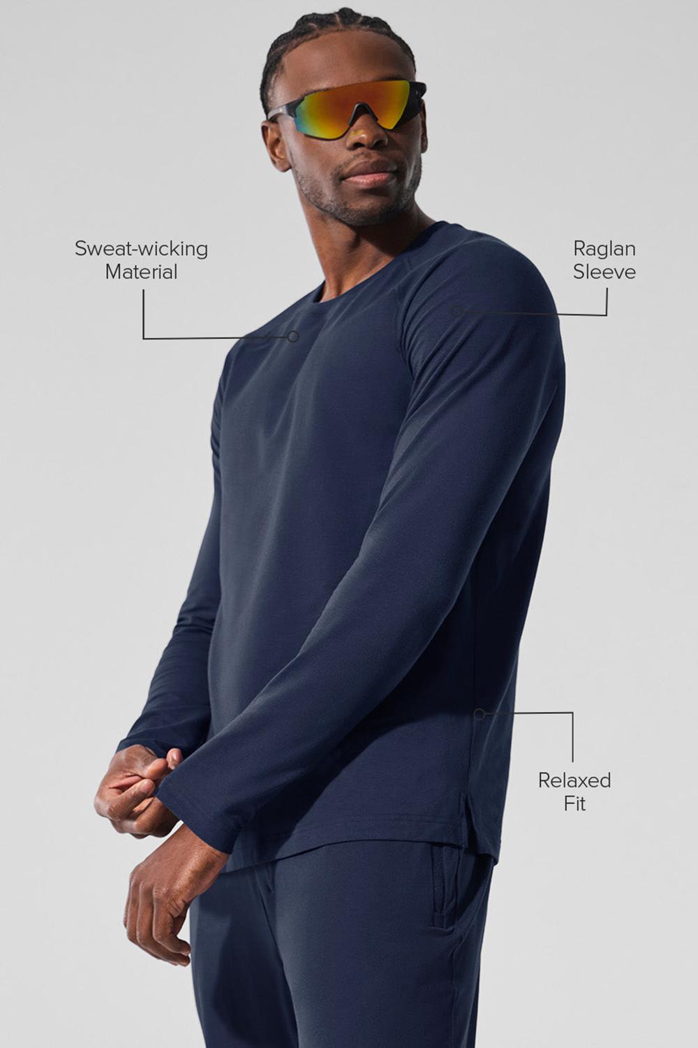 Manga Larga Alo Yoga Vapor Crewneck Hombre Azul Marino | España  EONS-31946