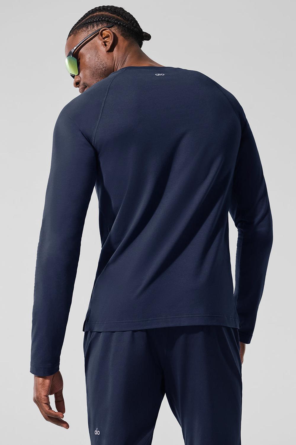 Manga Larga Alo Yoga Vapor Crewneck Hombre Azul Marino | España  EONS-31946