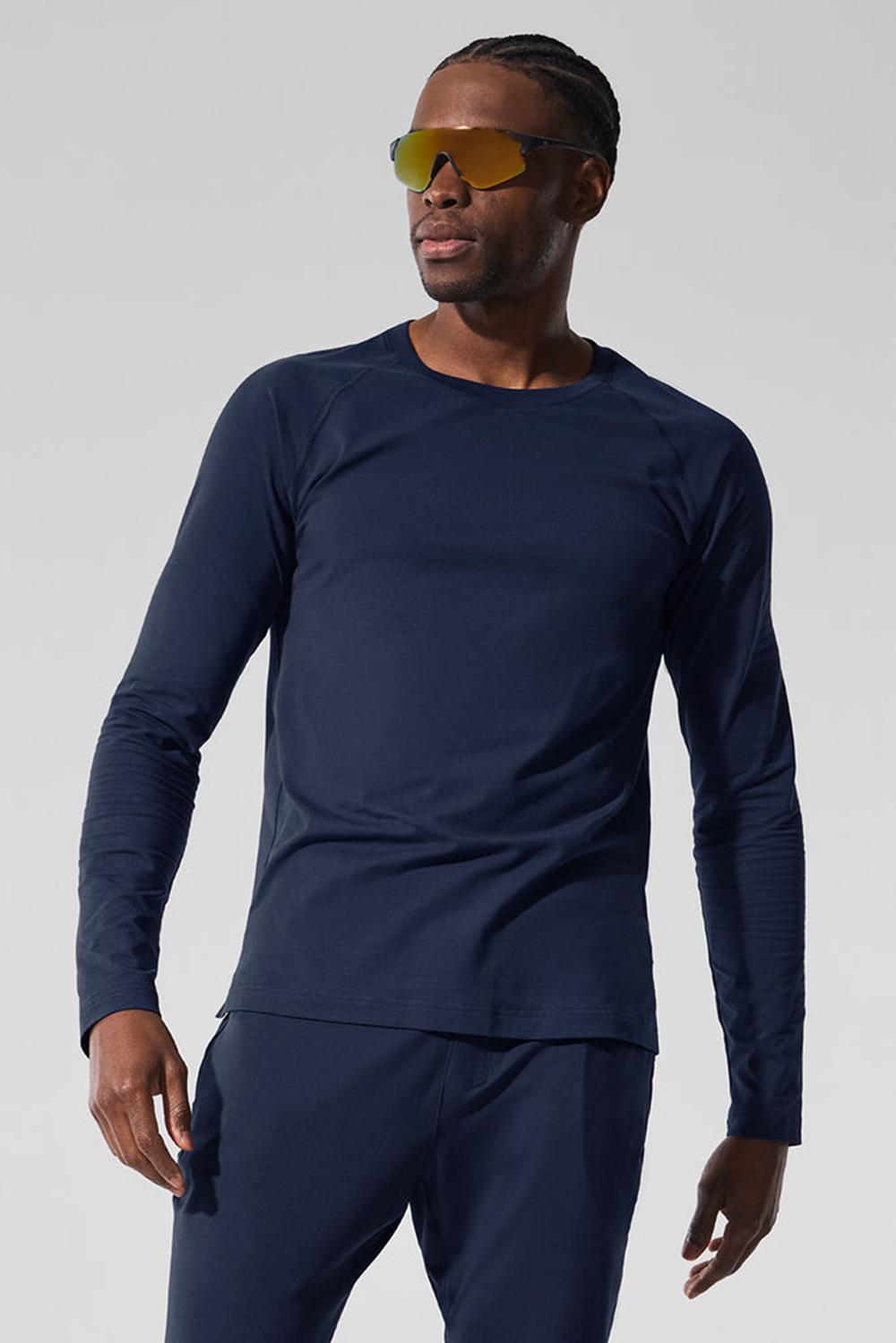 Manga Larga Alo Yoga Vapor Crewneck Hombre Azul Marino | España  EONS-31946