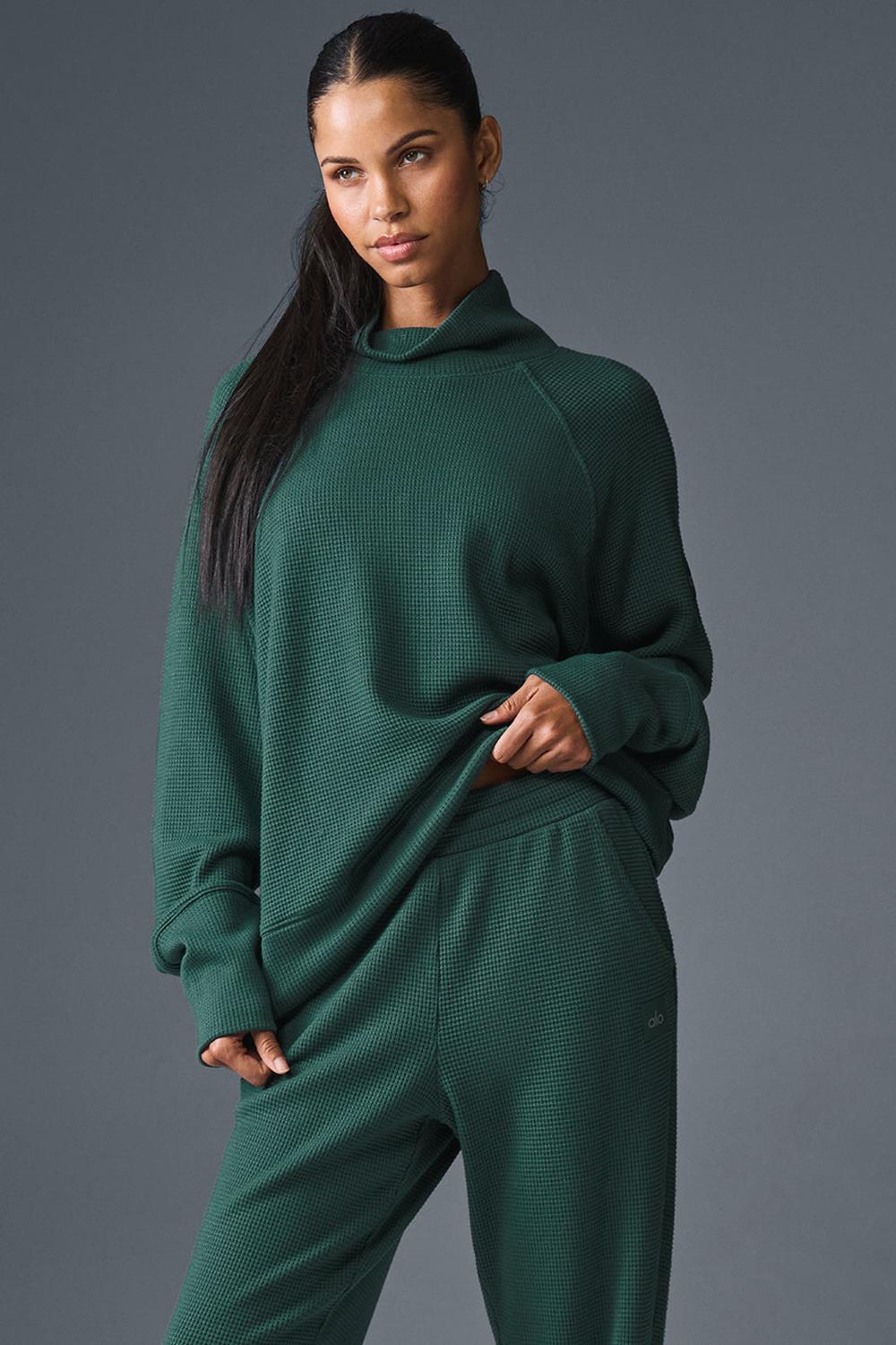 Manga Larga Alo Yoga Waffle Weekend Escape Mock Neck Mujer Winter Ivy | España  ONLZ-07153