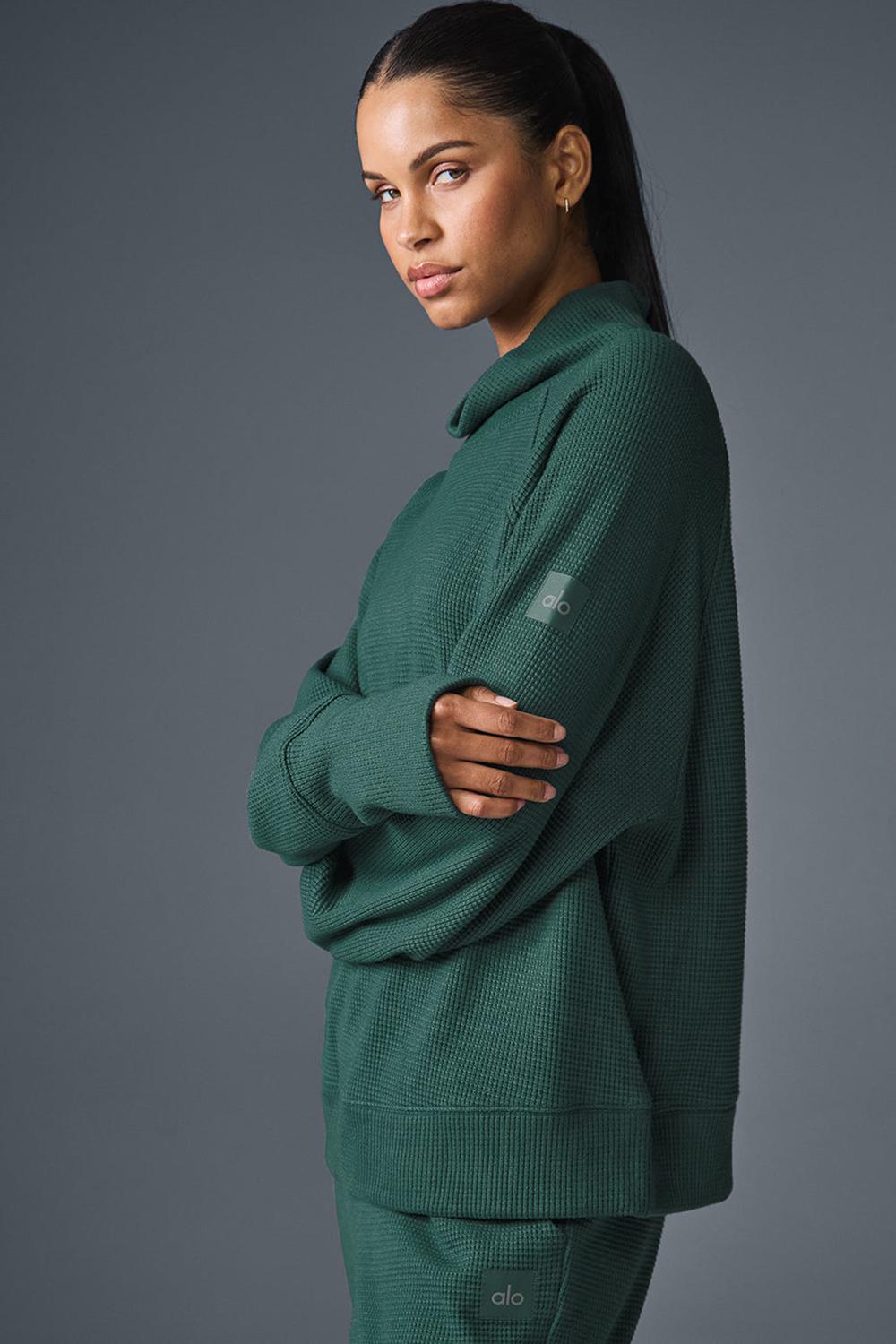 Manga Larga Alo Yoga Waffle Weekend Escape Mock Neck Mujer Winter Ivy | España  ONLZ-07153