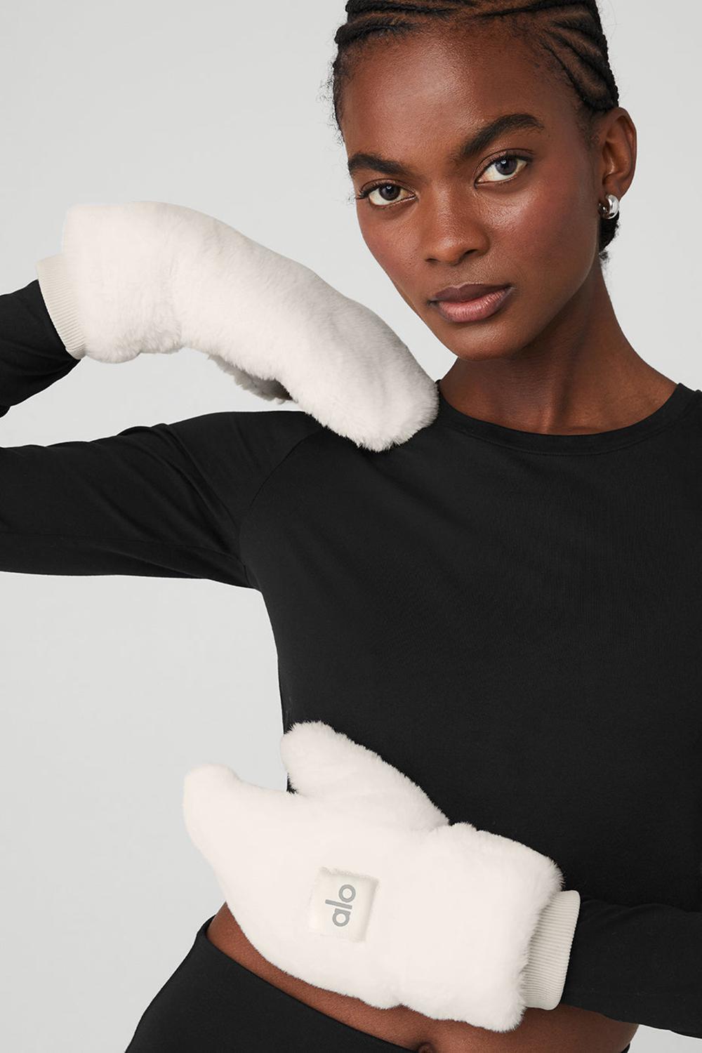 Mitones Alo Yoga Faux Fur Mujer Ivory | España  LCXJ-29546