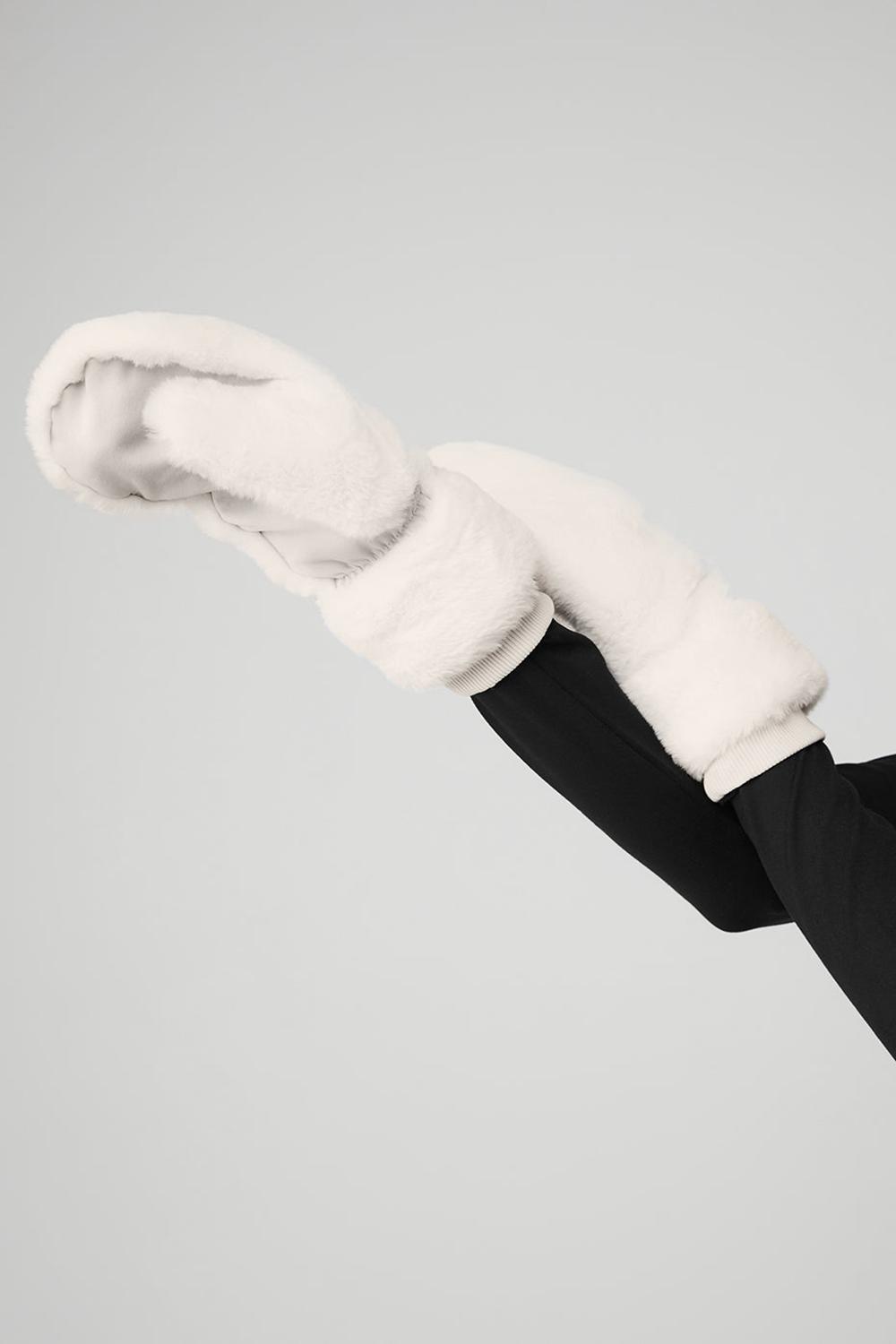 Mitones Alo Yoga Faux Fur Mujer Ivory | España  LCXJ-29546