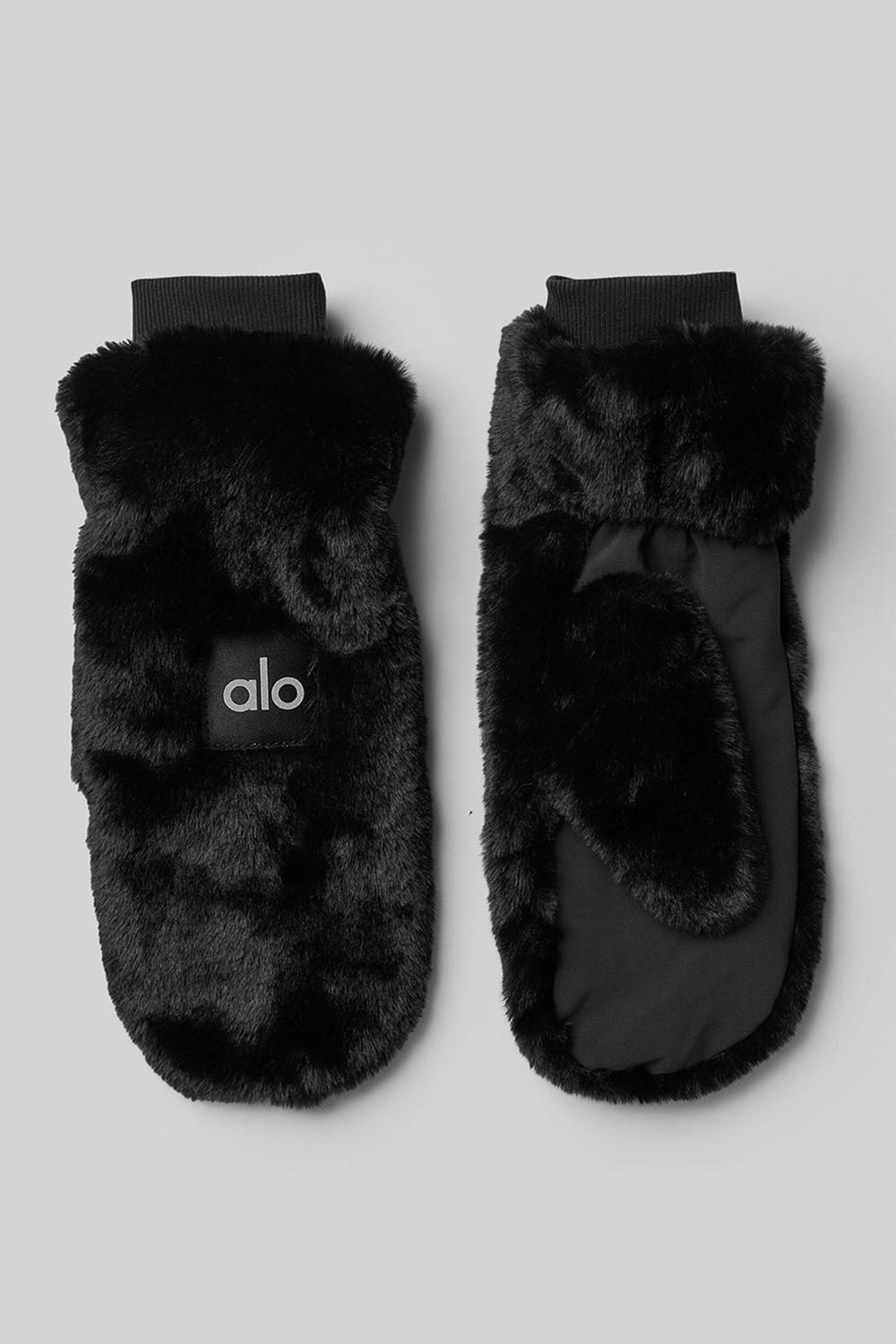 Mitones Alo Yoga Faux Fur Mujer Negras | España  ZADR-02857