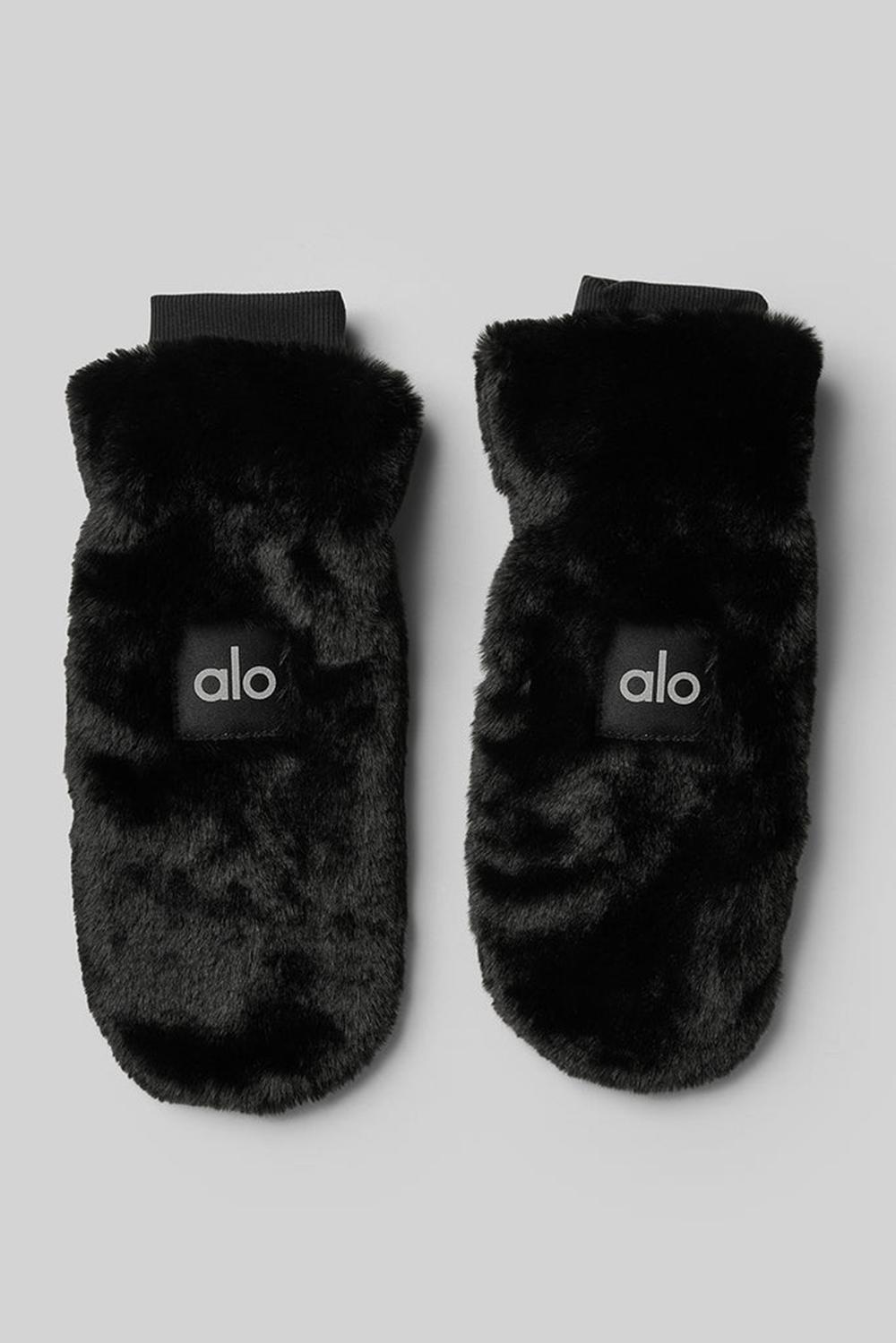 Mitones Alo Yoga Faux Fur Mujer Negras | España  ZADR-02857