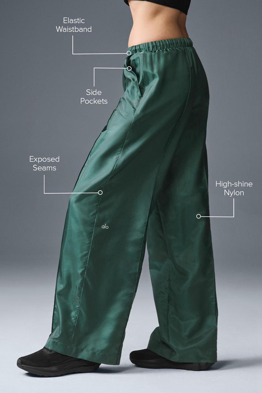 Pantalon Alo Yoga Afterglow Wide Leg Track Mujer Winter Ivy | España  WHPG-57186
