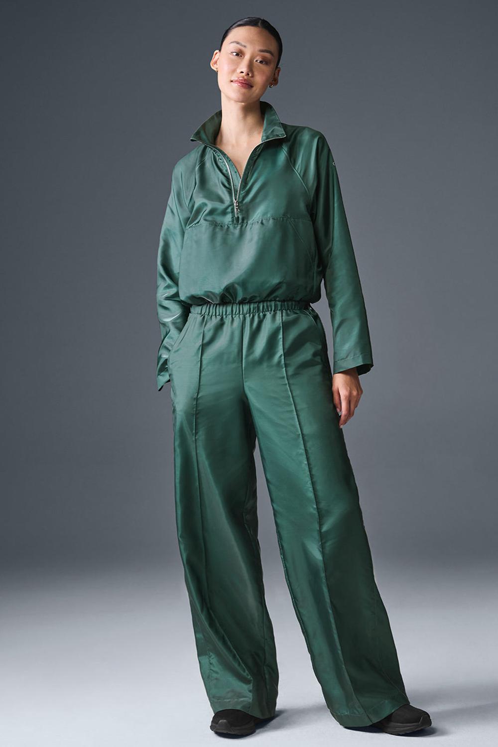 Pantalon Alo Yoga Afterglow Wide Leg Track Mujer Winter Ivy | España  WHPG-57186