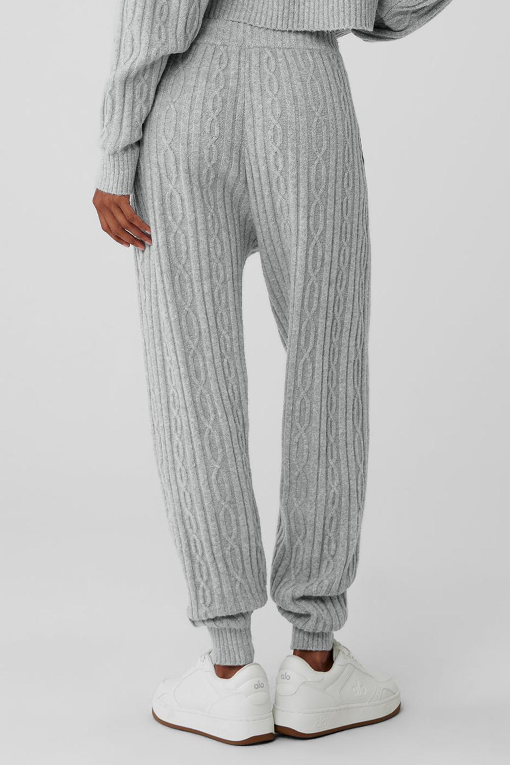Pantalon Alo Yoga Cable Knit Winter Bliss Mujer Gris | España  AUGO-59876