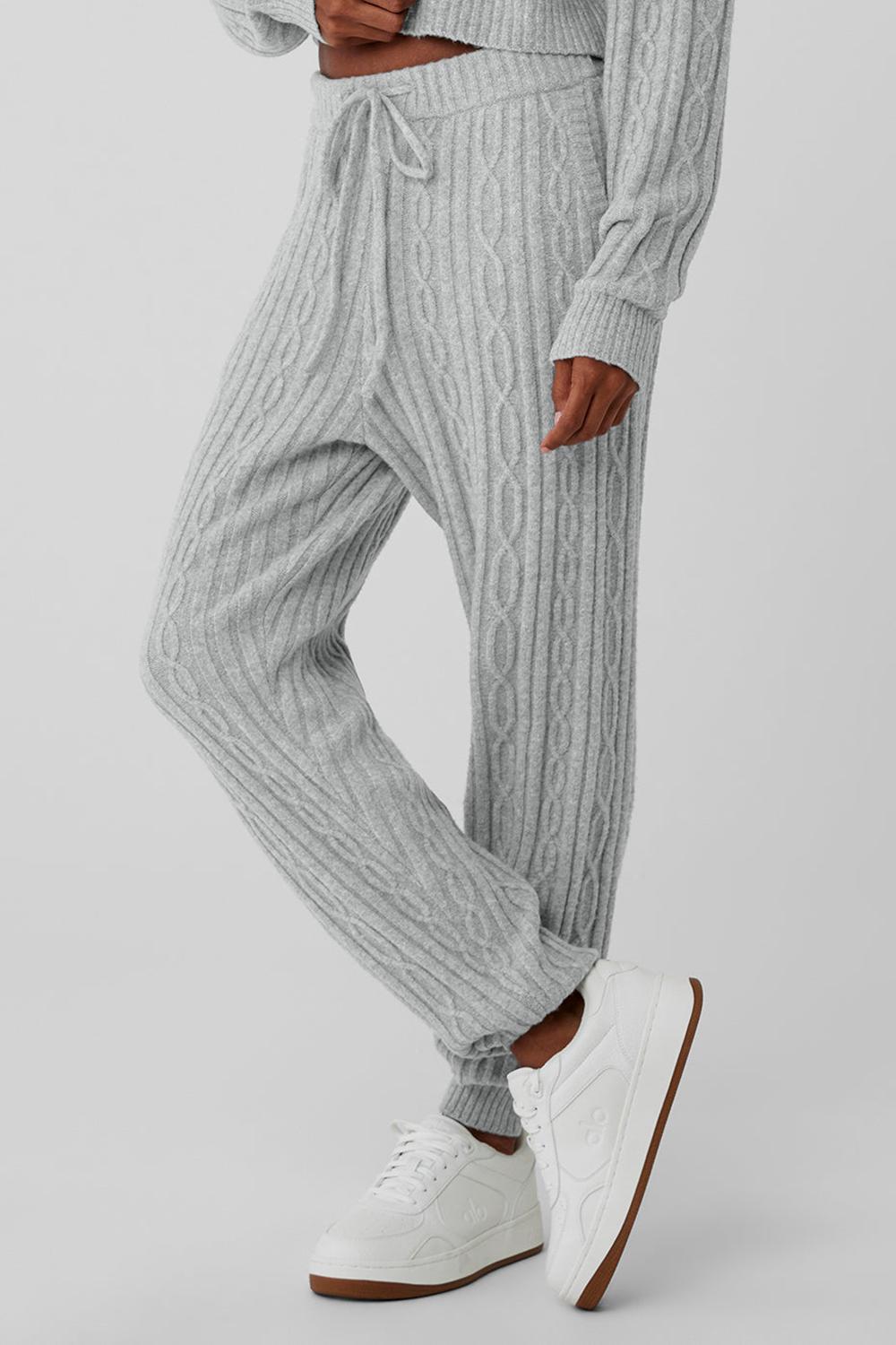 Pantalon Alo Yoga Cable Knit Winter Bliss Mujer Gris | España  AUGO-59876