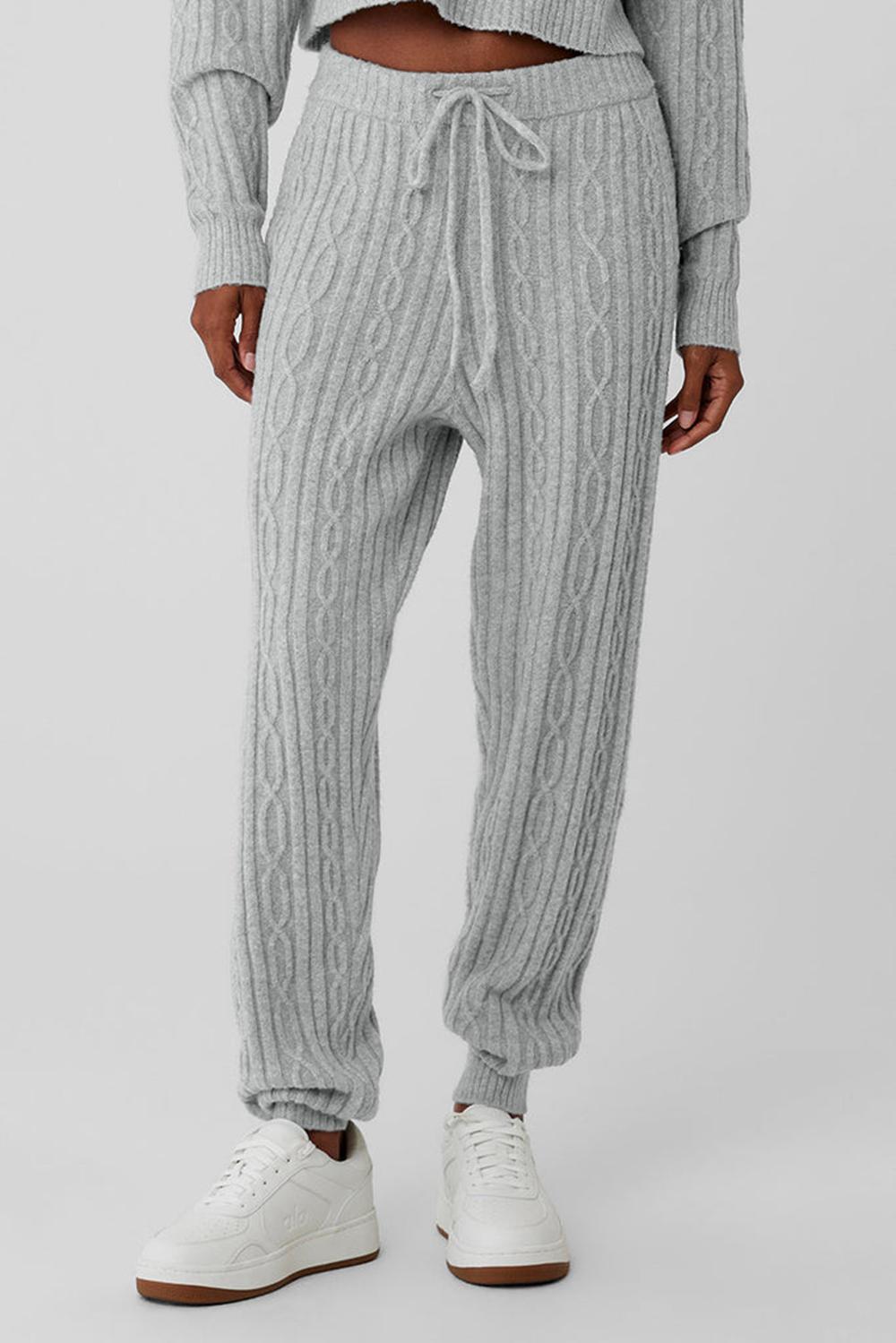 Pantalon Alo Yoga Cable Knit Winter Bliss Mujer Gris | España  AUGO-59876