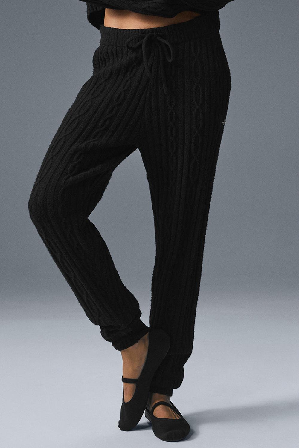 Pantalon Alo Yoga Cable Knit Winter Bliss Mujer Negras | España  MUIB-79013