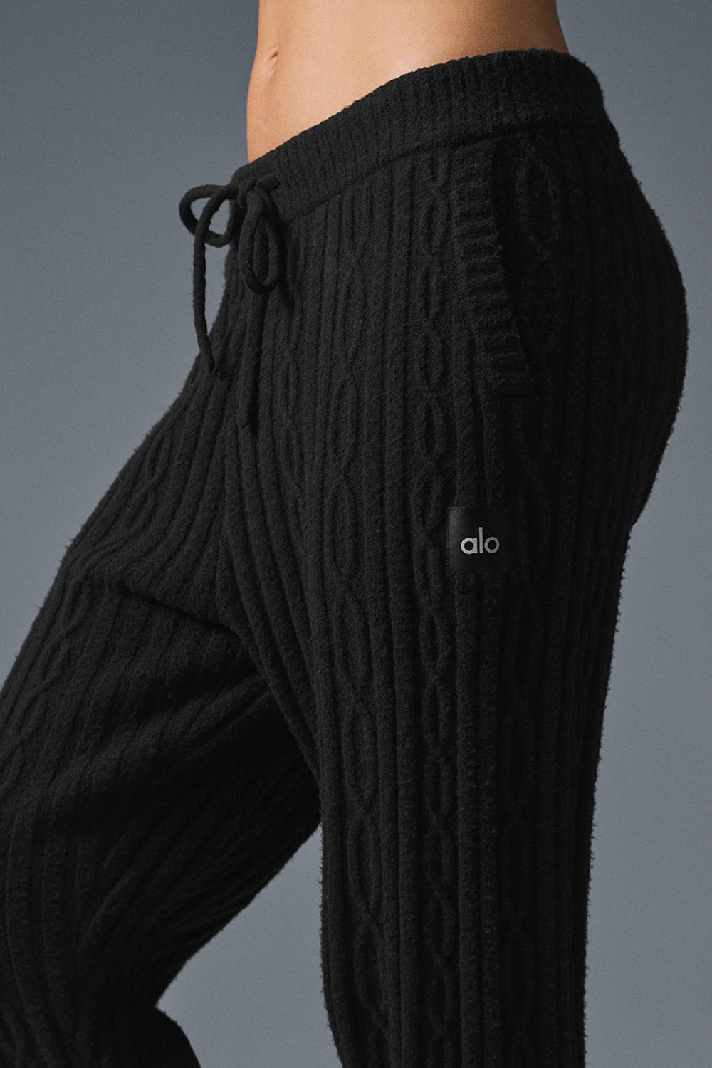 Pantalon Alo Yoga Cable Knit Winter Bliss Mujer Negras | España  MUIB-79013