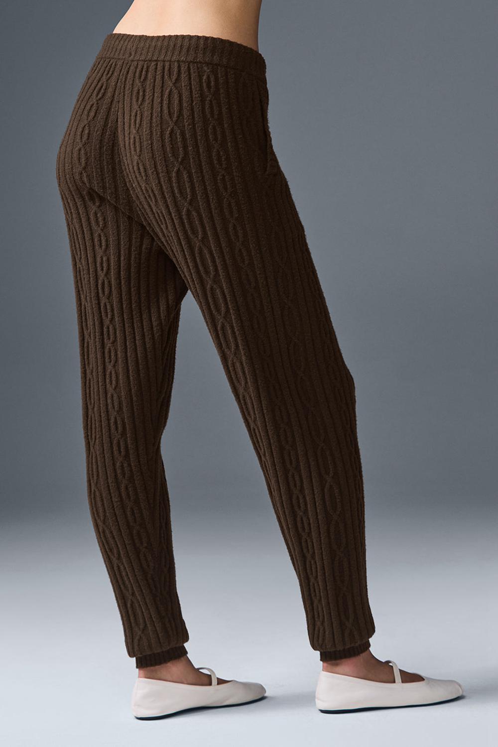 Pantalon Alo Yoga Cable Knit Winter Bliss Mujer Espresso | España  UOPR-25179