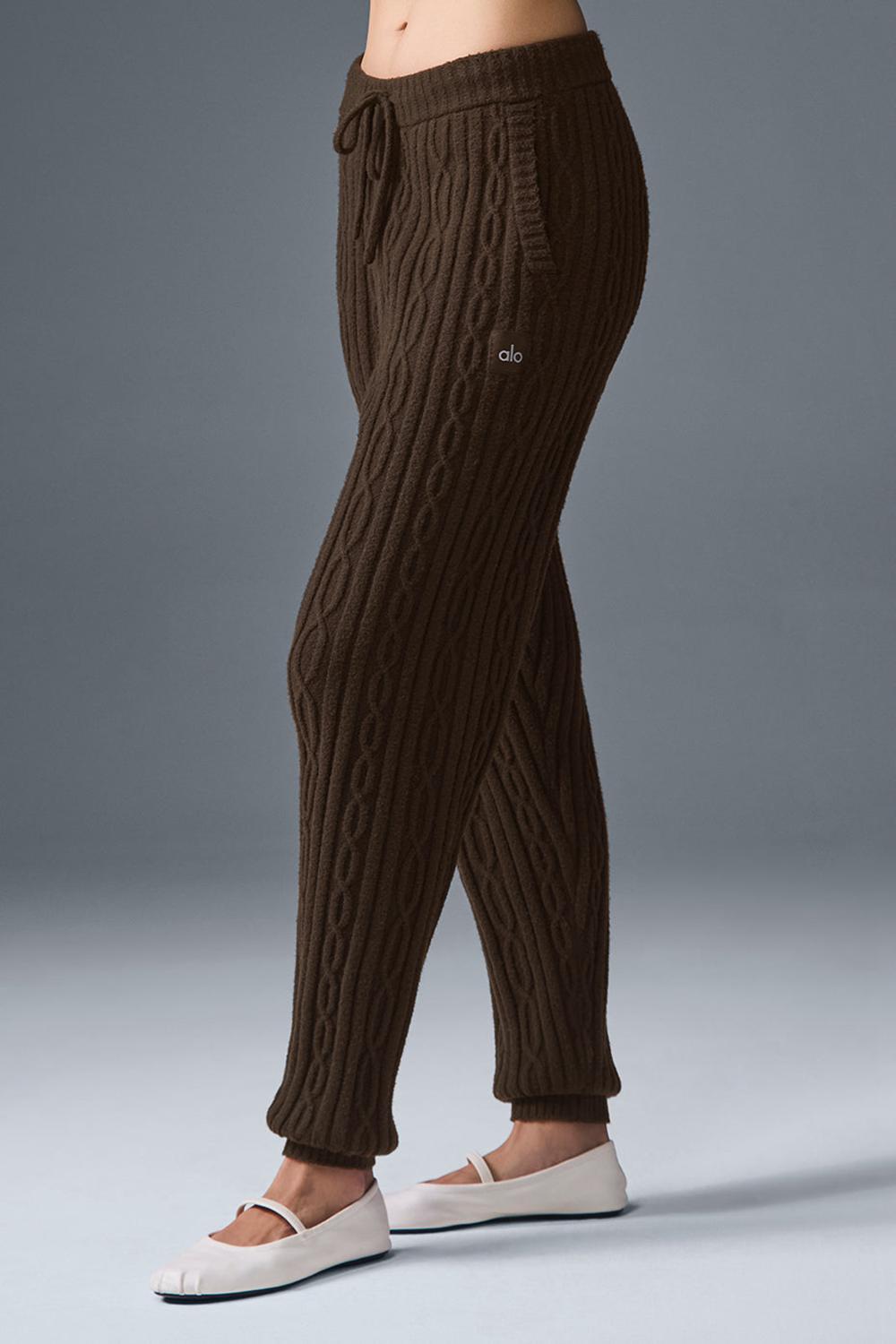 Pantalon Alo Yoga Cable Knit Winter Bliss Mujer Espresso | España  UOPR-25179