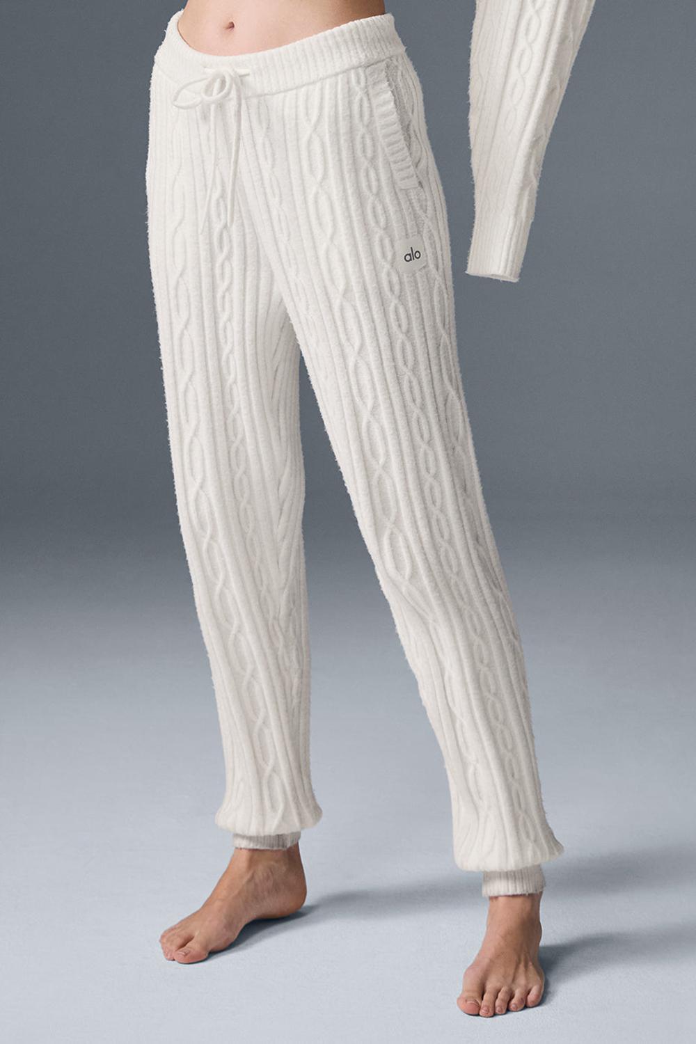 Pantalon Alo Yoga Cable Knit Winter Bliss Mujer Ivory | España  CDBG-64082