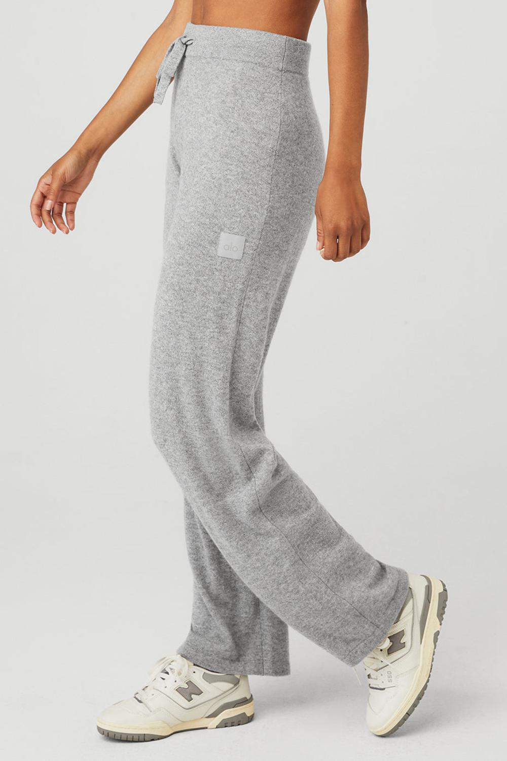 Pantalon Alo Yoga Cashmere High-Waist Jet Set Wide Leg Mujer Gris | España  PGBL-93274