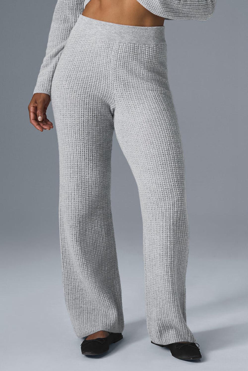 Pantalon Alo Yoga Cashmere High-Waist Plush Waffle Mujer Gris | España  JSCA-60125