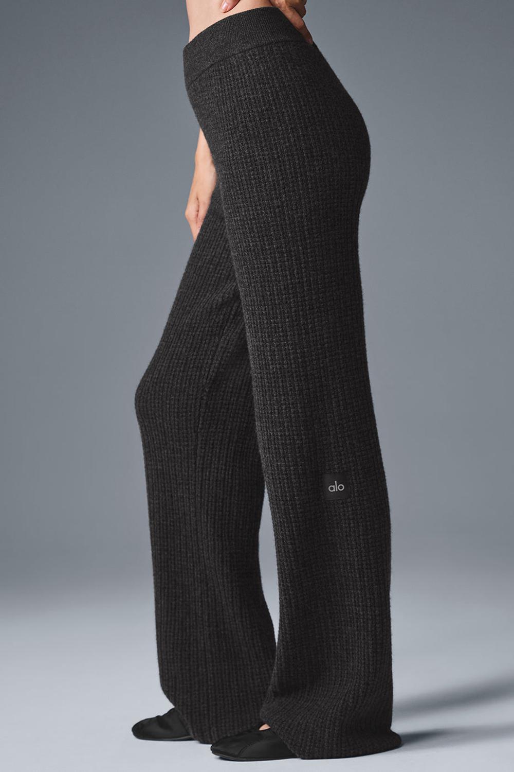 Pantalon Alo Yoga Cashmere High-Waist Plush Waffle Mujer Verde Menta Gris | España  LHJT-43520