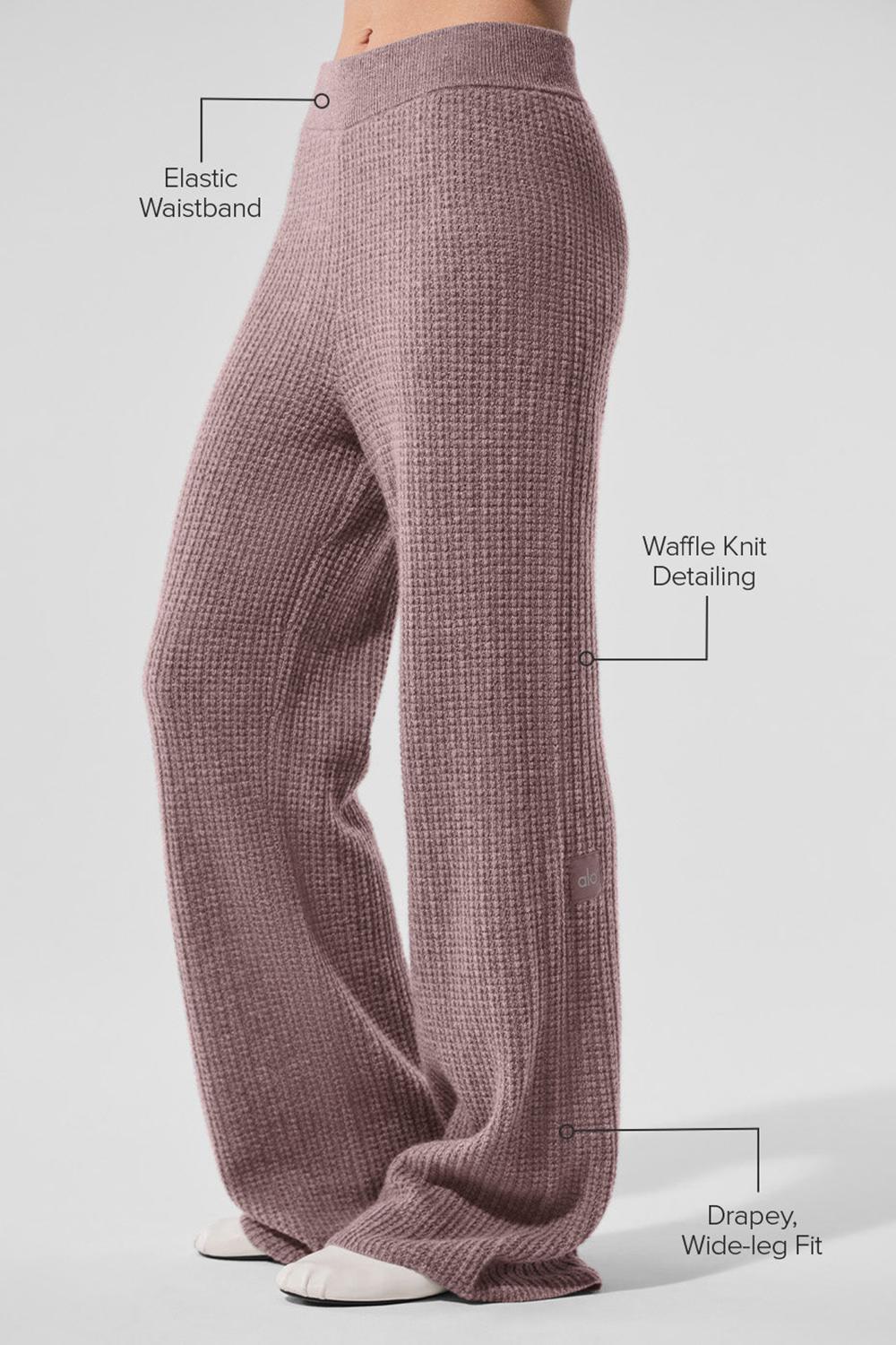 Pantalon Alo Yoga Cashmere High-Waist Plush Waffle Mujer Mushroom Heather | España  JRZN-51207