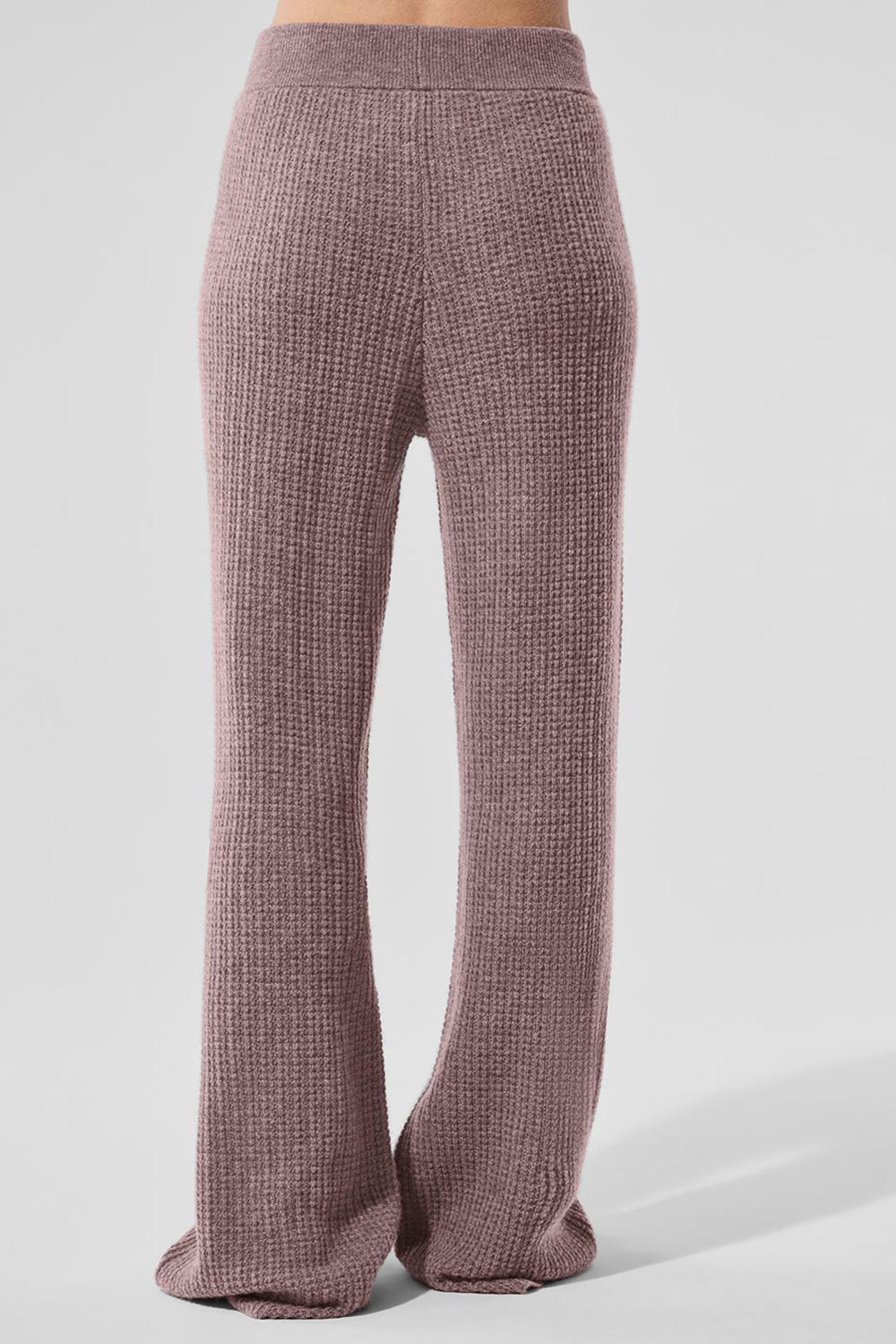 Pantalon Alo Yoga Cashmere High-Waist Plush Waffle Mujer Mushroom Heather | España  JRZN-51207