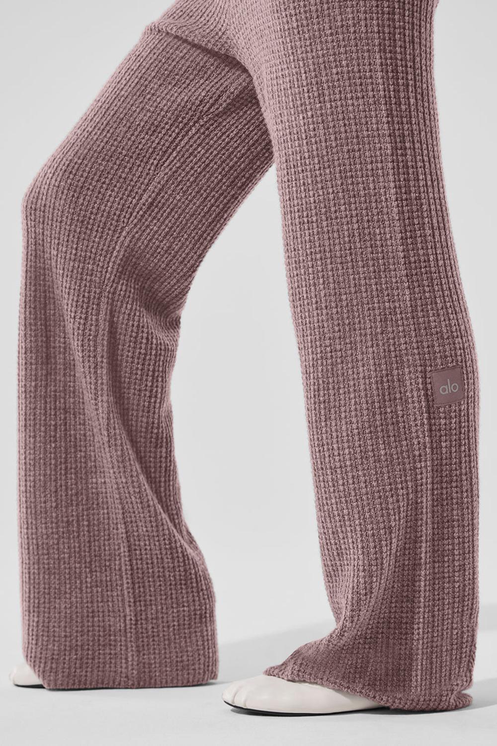 Pantalon Alo Yoga Cashmere High-Waist Plush Waffle Mujer Mushroom Heather | España  JRZN-51207