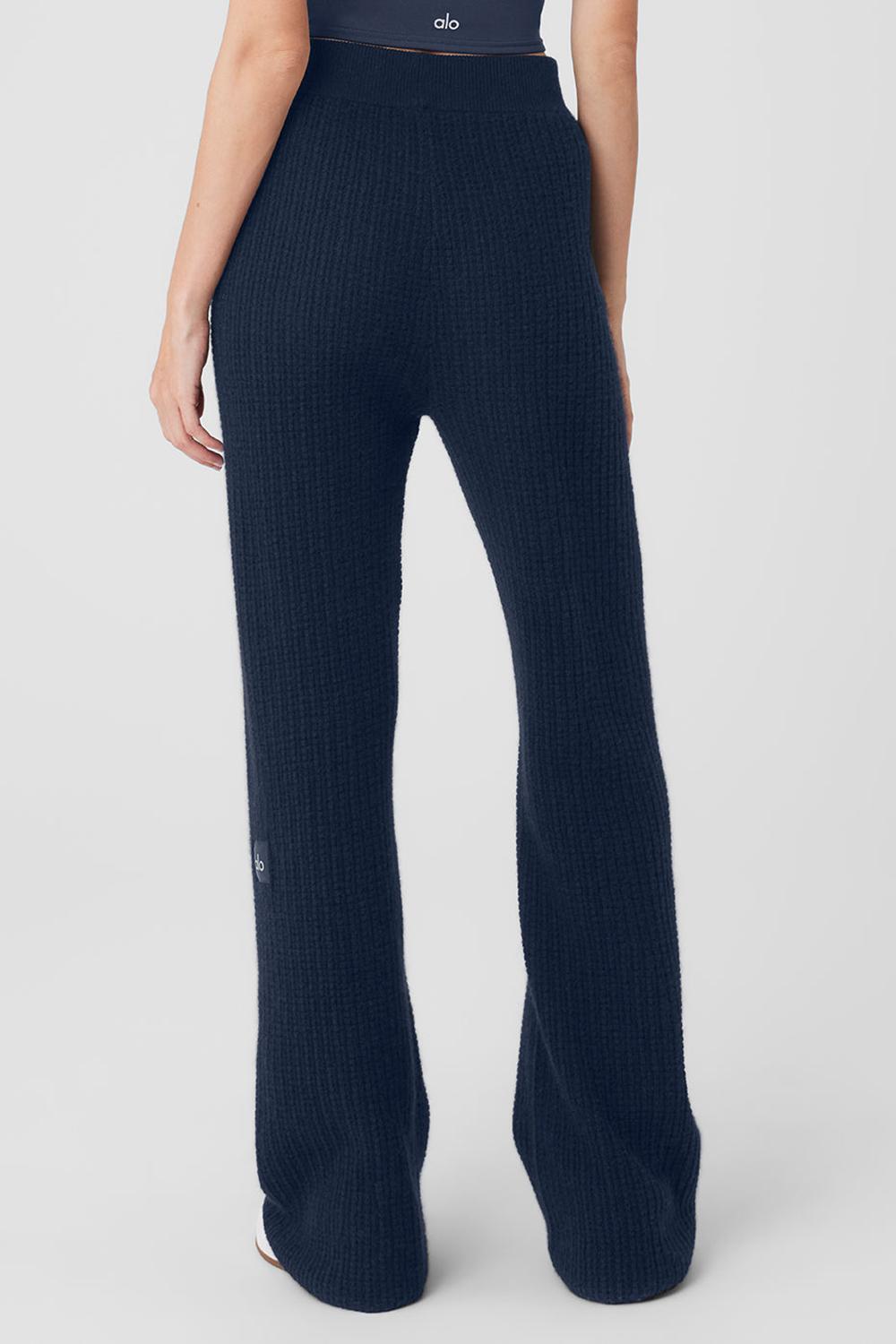 Pantalon Alo Yoga Cashmere High-Waist Plush Waffle Mujer Azul Marino | España  RVIT-28395