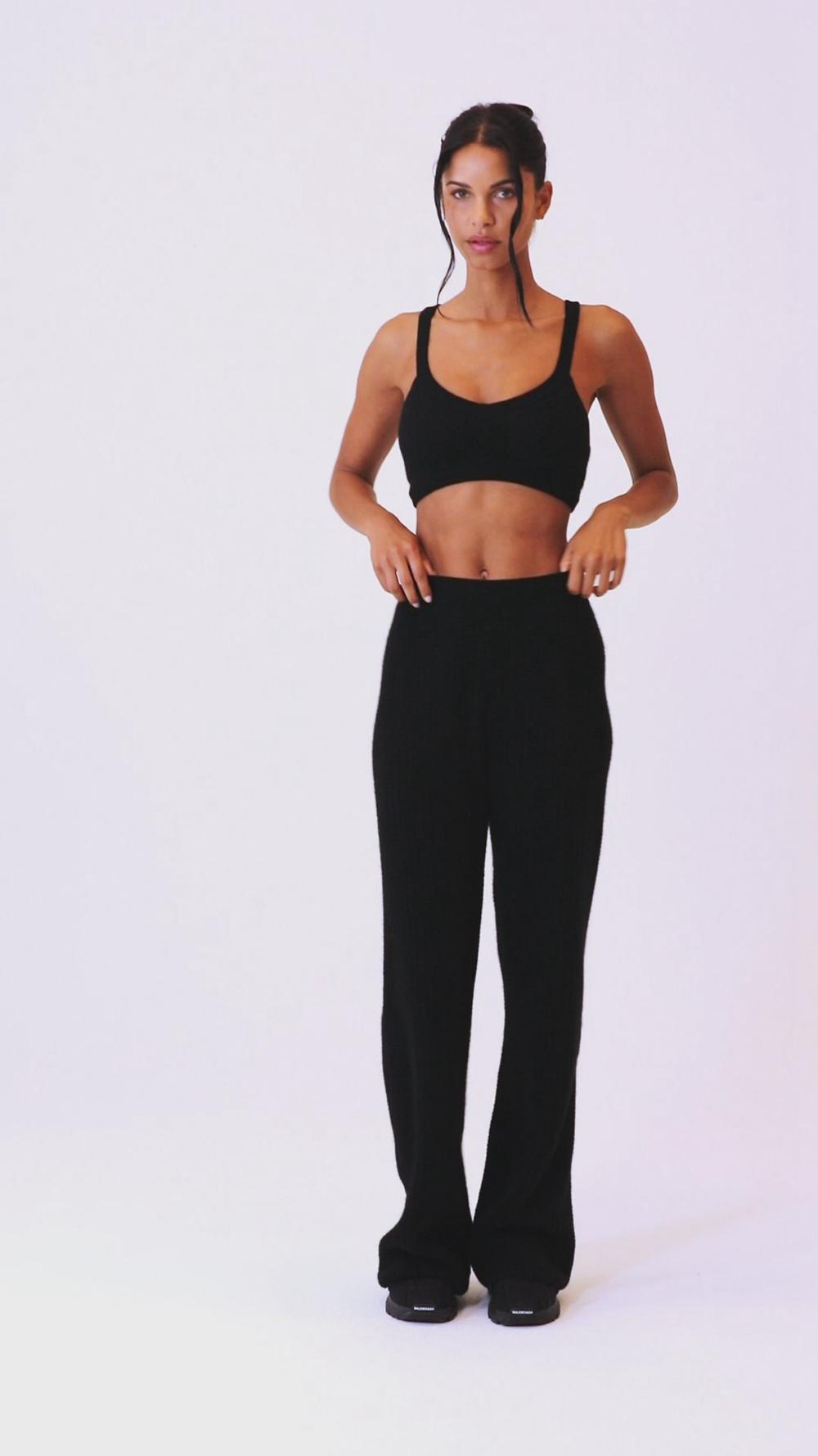 Pantalon Alo Yoga Cashmere High-Waist Plush Waffle Mujer Azul Marino | España  RVIT-28395