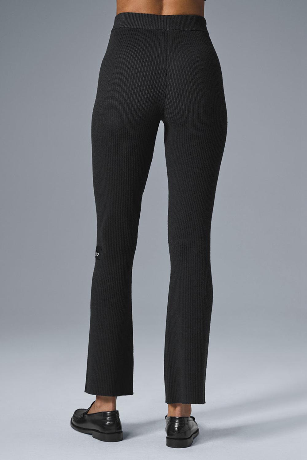 Pantalon Alo Yoga Denim Knit High-Waist Flare Mujer Negras | España  ILXM-71602