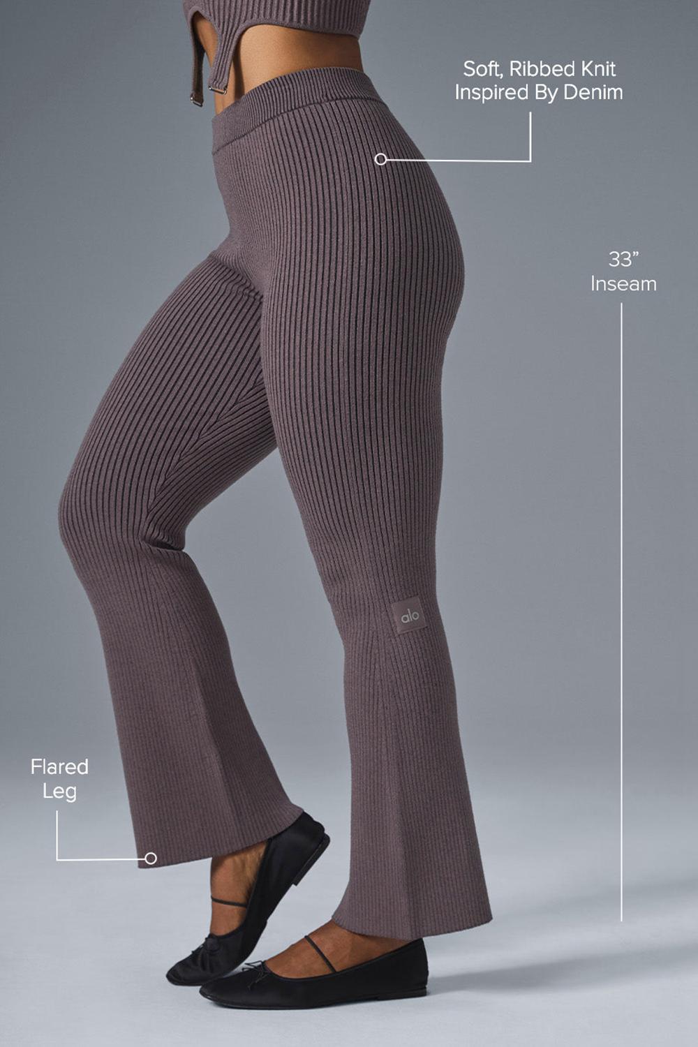 Pantalon Alo Yoga Denim Knit High-Waist Flare Mujer Negras | España  PWSA-37261