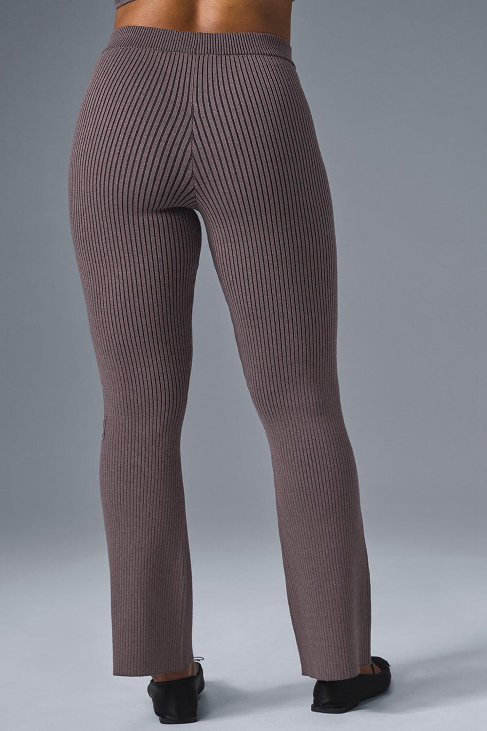 Pantalon Alo Yoga Denim Knit High-Waist Flare Mujer Negras | España  PWSA-37261