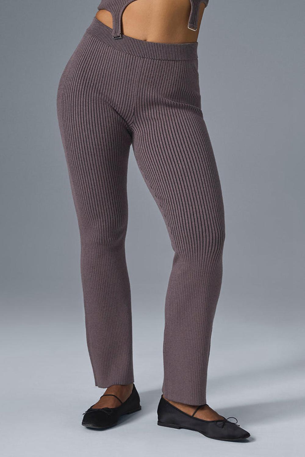 Pantalon Alo Yoga Denim Knit High-Waist Flare Mujer Negras | España  PWSA-37261