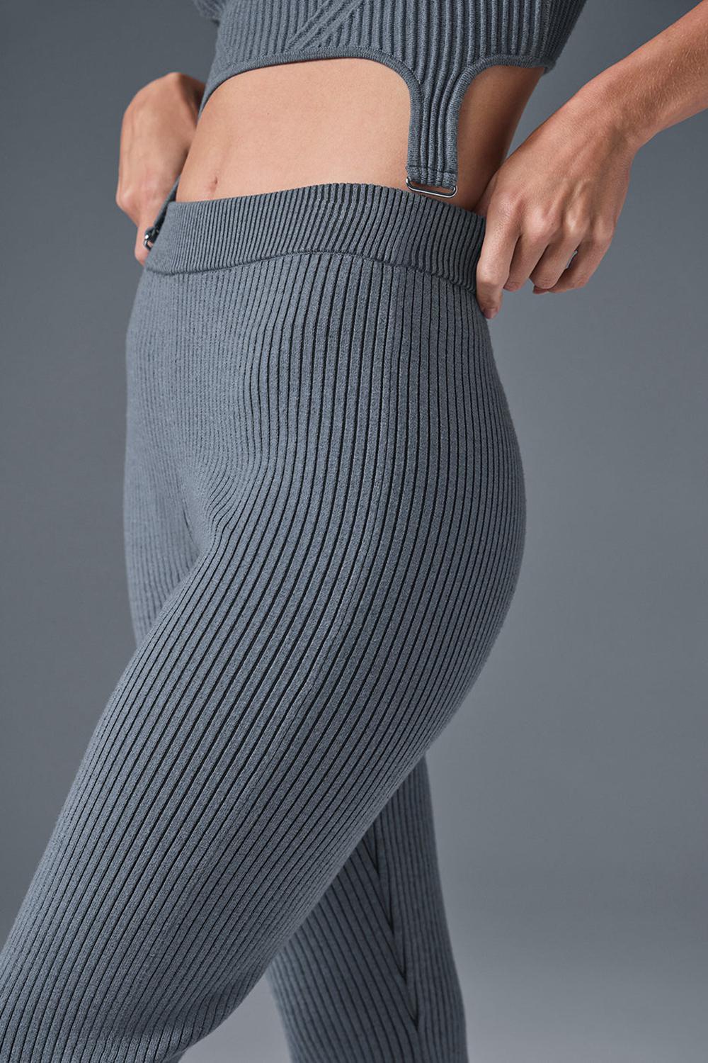 Pantalon Alo Yoga Denim Knit High-Waist Flare Mujer Gris | España  ISPW-41358