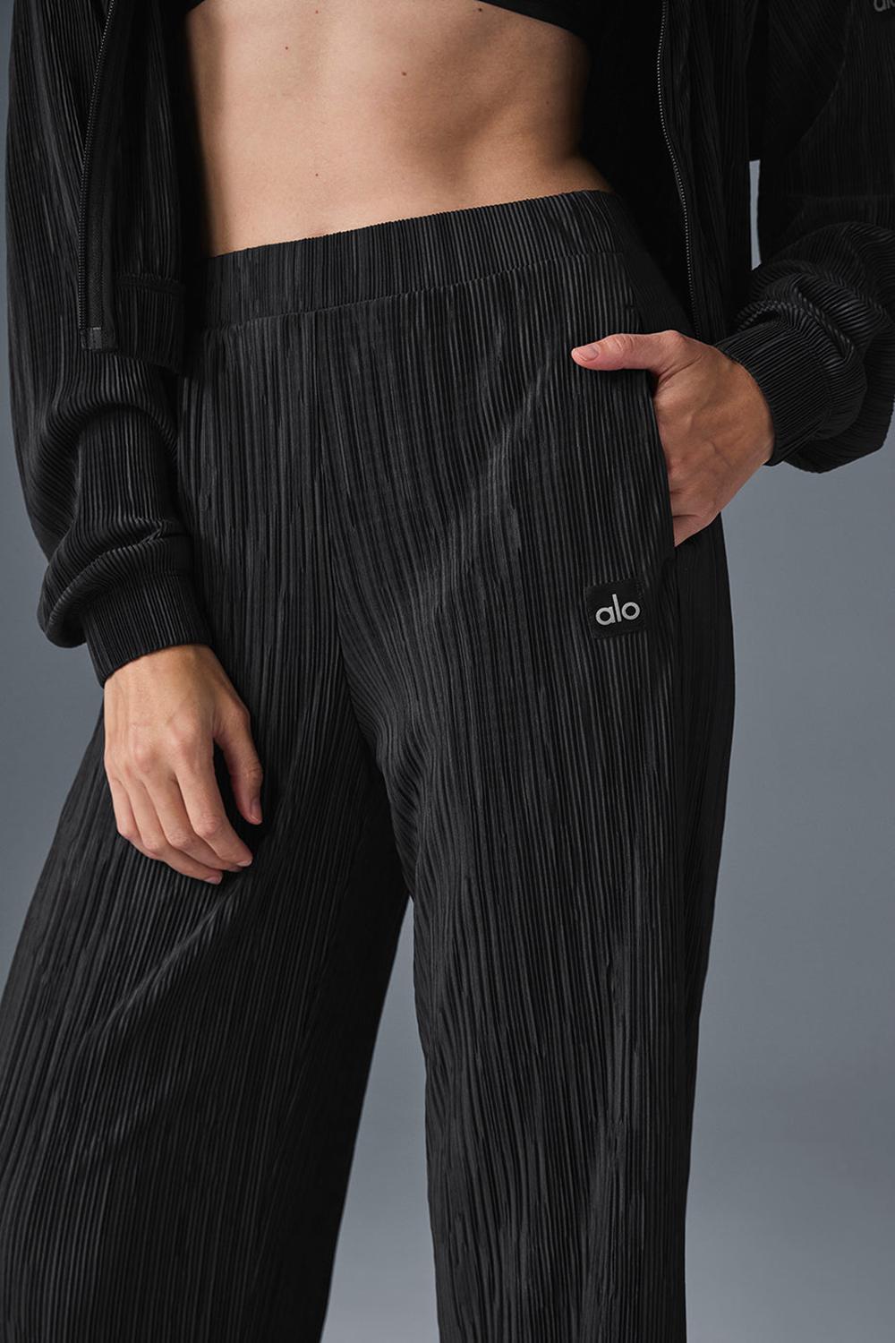 Pantalon Alo Yoga High-Waist Micro Plisse Straight Leg Mujer Negras | España  QYZW-04531