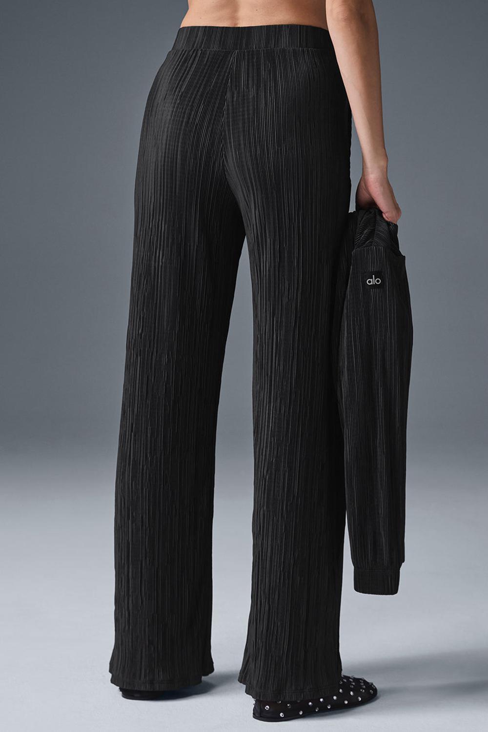 Pantalon Alo Yoga High-Waist Micro Plisse Straight Leg Mujer Negras | España  QYZW-04531