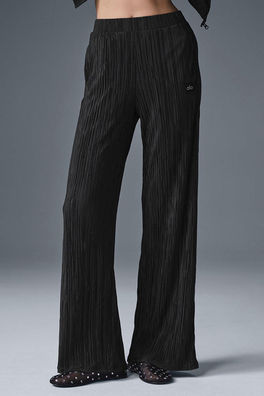 Pantalon Alo Yoga High-Waist Micro Plisse Straight Leg Mujer Negras | España  QYZW-04531
