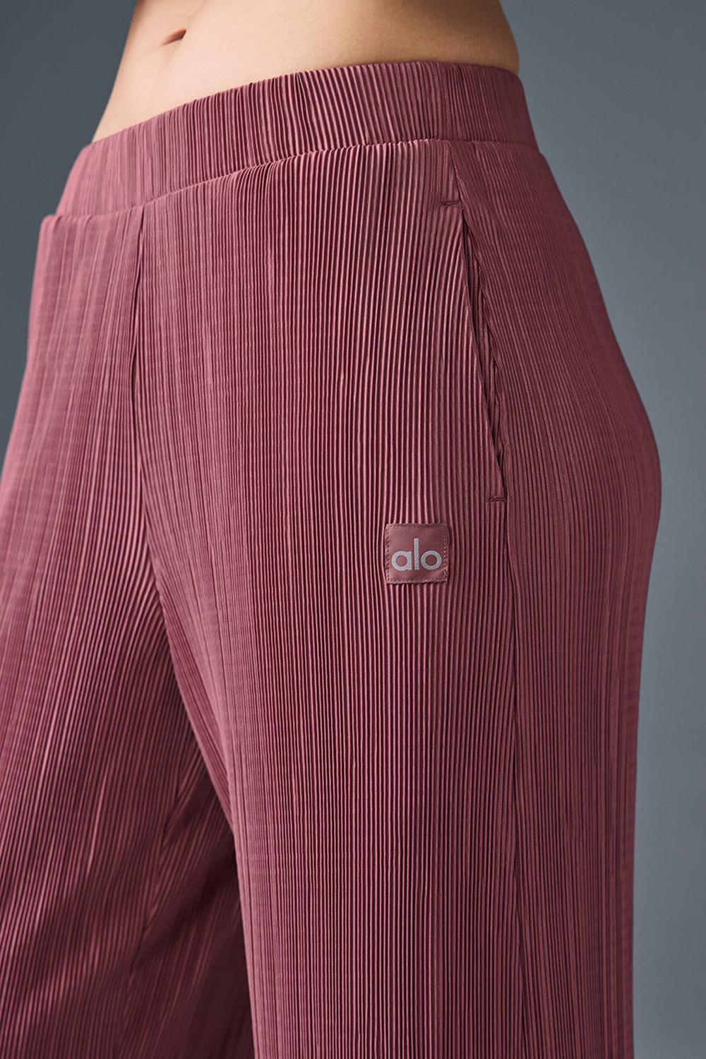 Pantalon Alo Yoga High-Waist Micro Plisse Straight Leg Mujer Burdeos | España  NDAB-18569