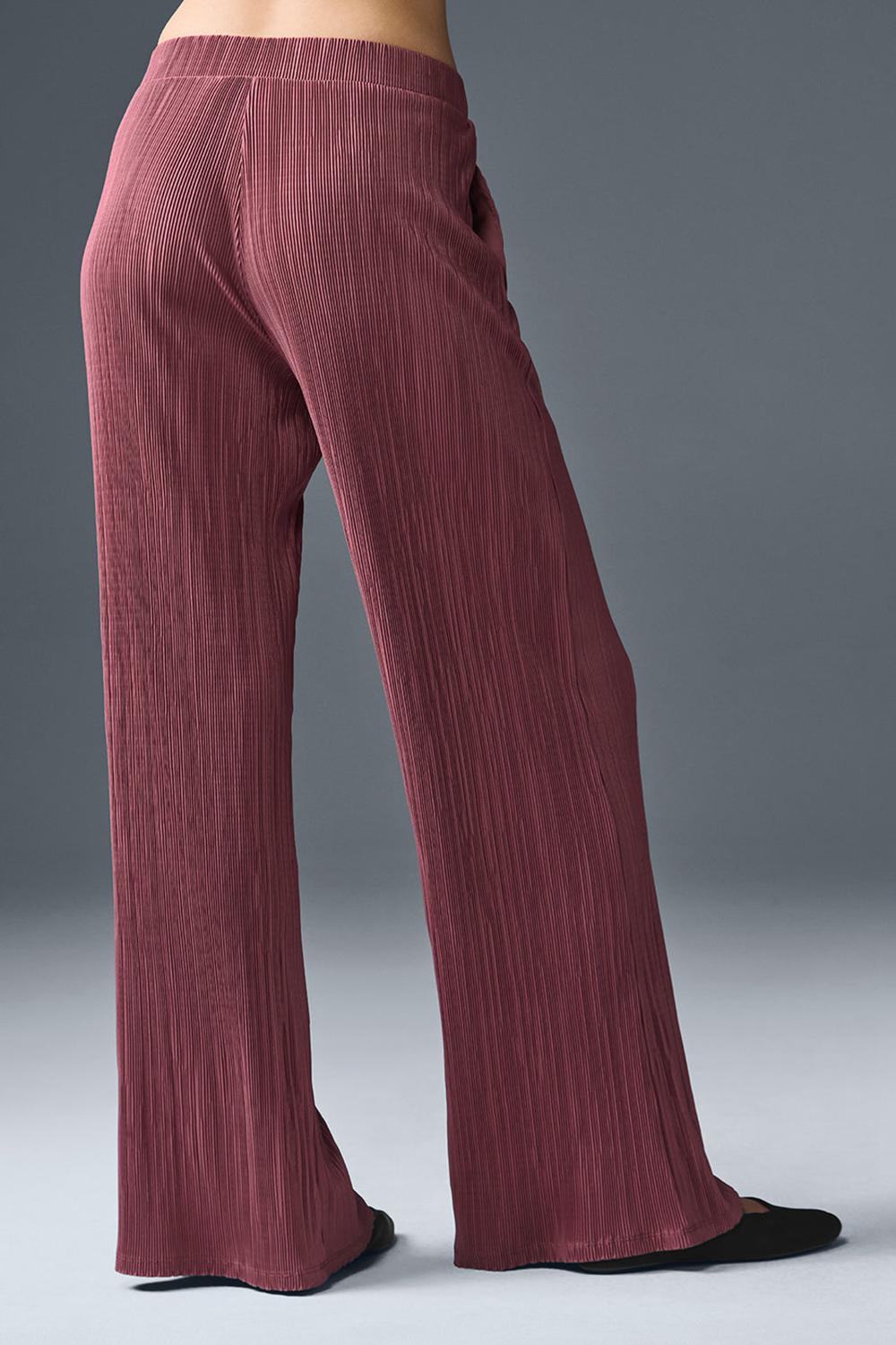 Pantalon Alo Yoga High-Waist Micro Plisse Straight Leg Mujer Burdeos | España  NDAB-18569