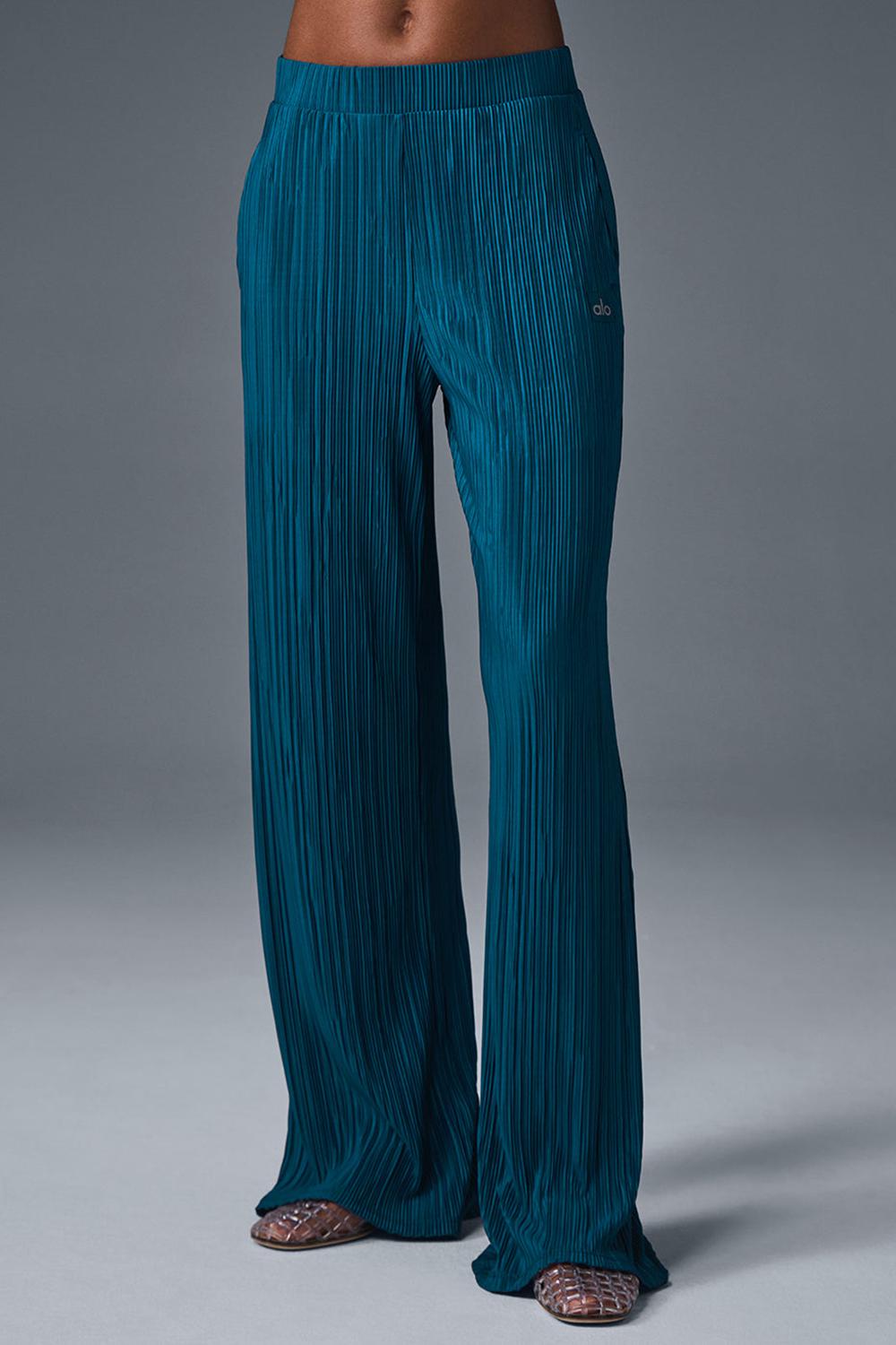 Pantalon Alo Yoga High-Waist Micro Plisse Straight Leg Mujer Azules | España  KIMT-80745