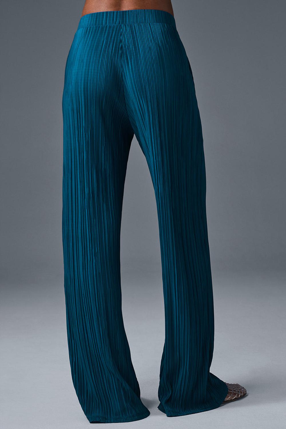 Pantalon Alo Yoga High-Waist Micro Plisse Straight Leg Mujer Azules | España  KIMT-80745