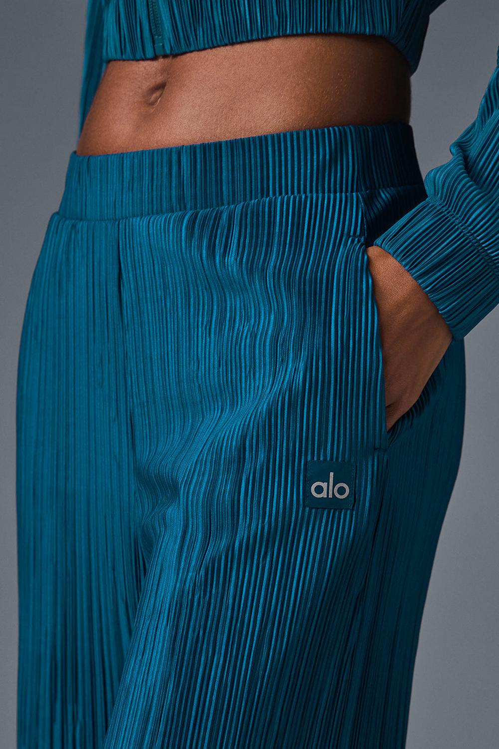 Pantalon Alo Yoga High-Waist Micro Plisse Straight Leg Mujer Azules | España  KIMT-80745