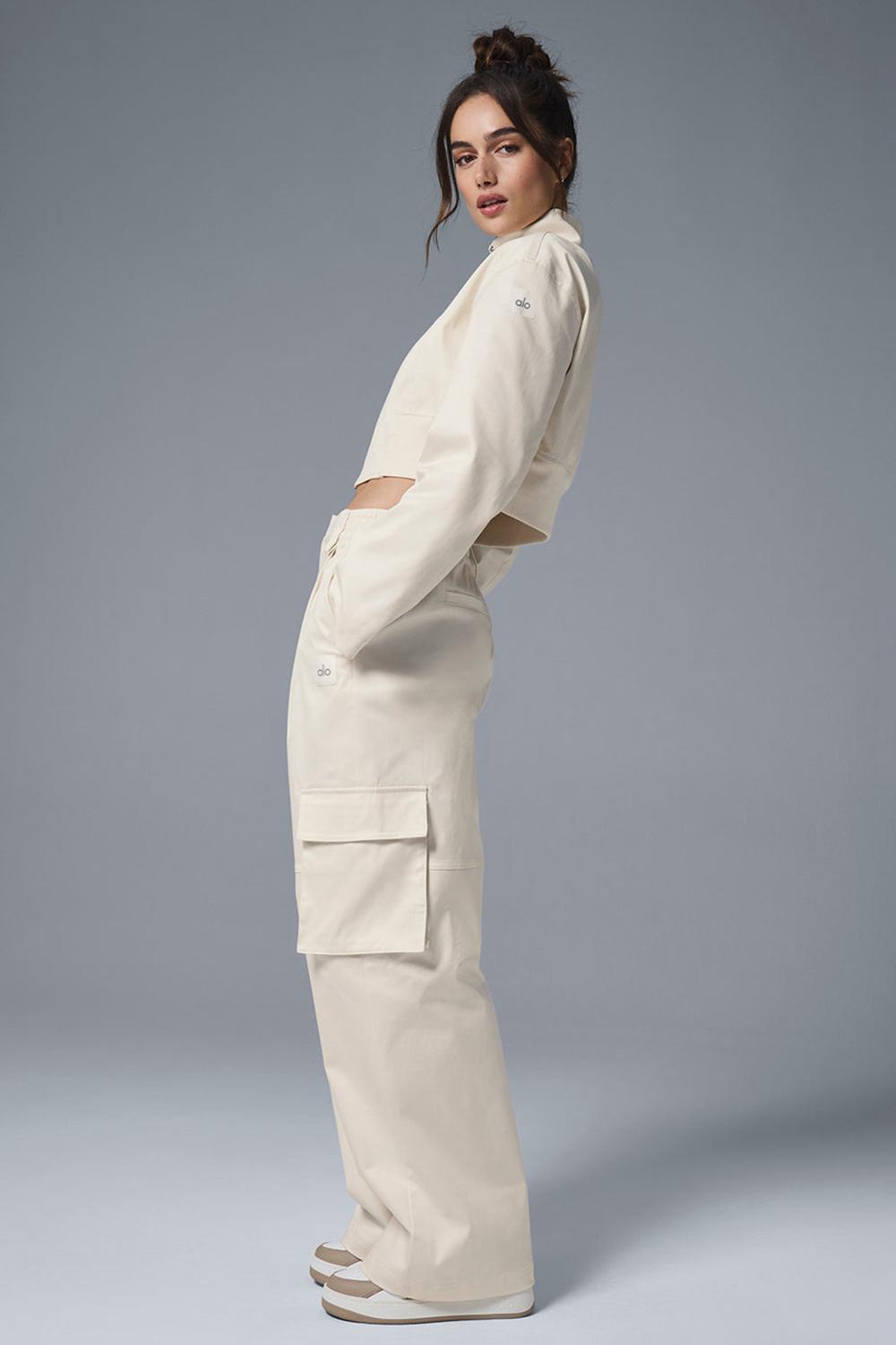 Pantalon Alo Yoga High-Waist Night Out Cargo Mujer Ivory | España  NWDU-05279