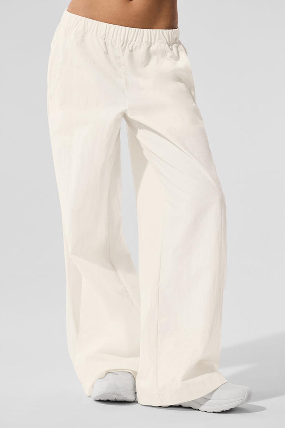 Pantalon Alo Yoga High-Waist Origin Wide Leg Track Mujer Ivory | España  DSBM-56189