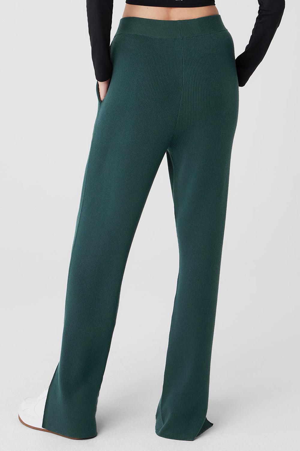 Pantalon Alo Yoga Knit High-Waist Salana Wide Leg Mujer Verde | España  RDCQ-75263