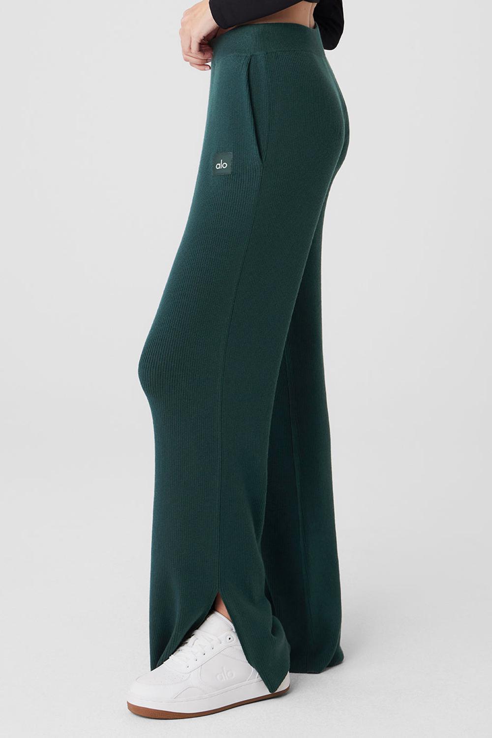 Pantalon Alo Yoga Knit High-Waist Salana Wide Leg Mujer Verde | España  RDCQ-75263