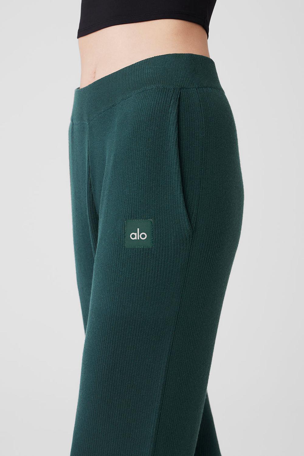 Pantalon Alo Yoga Knit High-Waist Salana Wide Leg Mujer Verde | España  RDCQ-75263