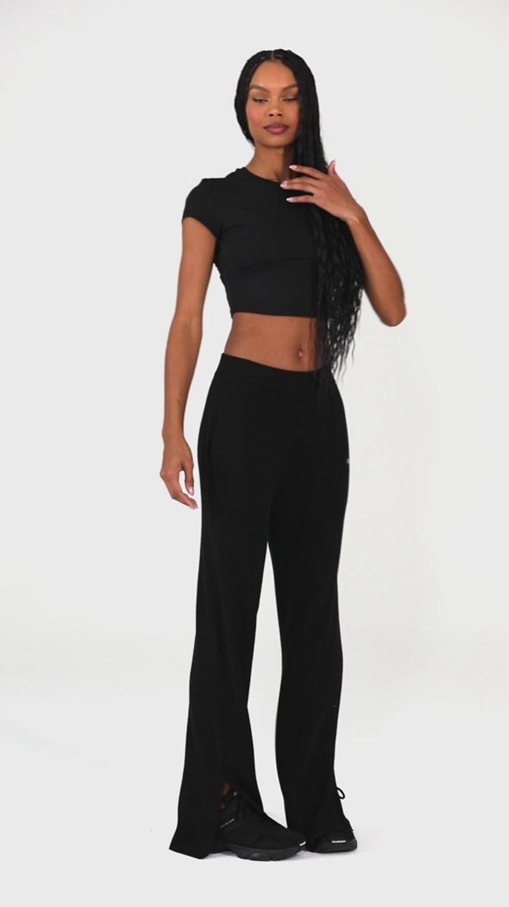 Pantalon Alo Yoga Knit High-Waist Salana Wide Leg Mujer Verde | España  RDCQ-75263