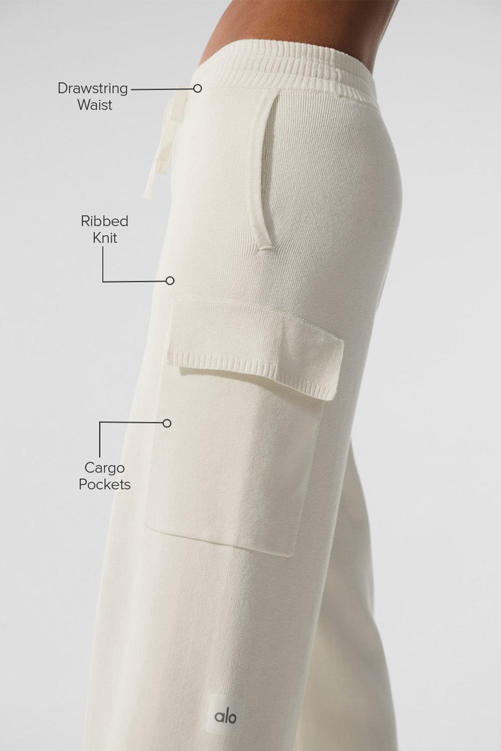 Pantalon Alo Yoga Scholar Knit High-Waist Cargo Mujer Ivory | España  ASLC-43219