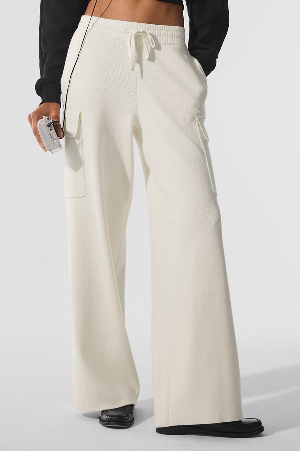 Pantalon Alo Yoga Scholar Knit High-Waist Cargo Mujer Ivory | España  ASLC-43219
