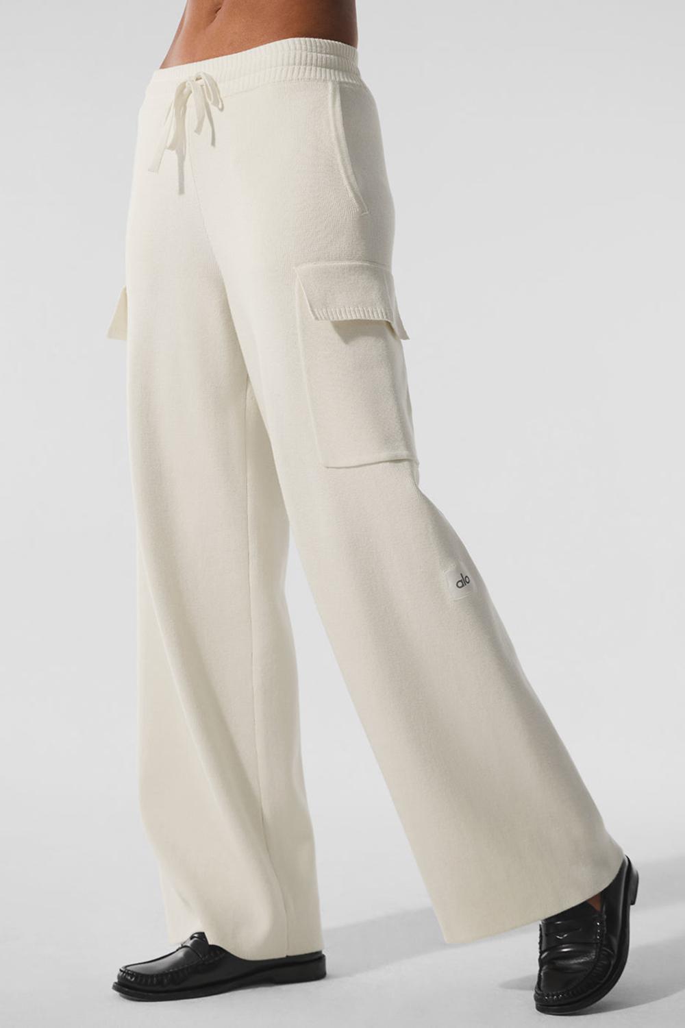 Pantalon Alo Yoga Scholar Knit High-Waist Cargo Mujer Ivory | España  ASLC-43219