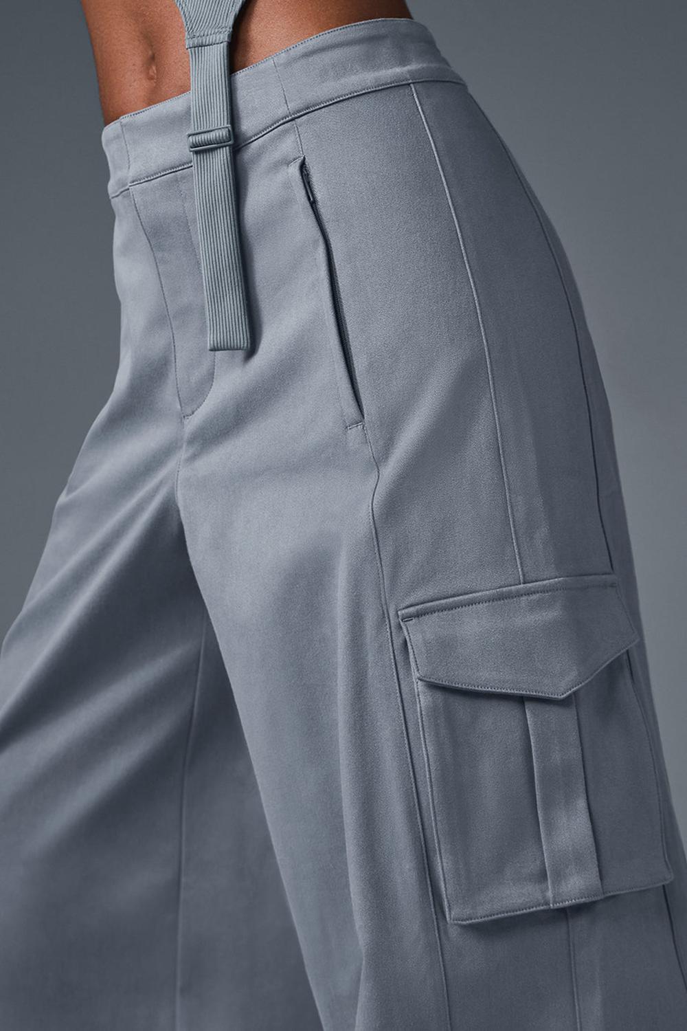 Pantalon Alo Yoga Show Off Cargo Wide Leg (Long) Mujer Gris | España  HQTP-37286